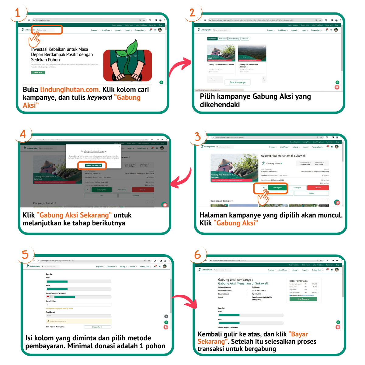 Tutorial mendaftar Gabung Aksi (Dokumentasi: LindungiHutan).